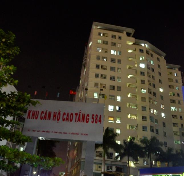 Cho thuê căn hộ cao ốc 584, Lũy Bán Bích, Q. Tân Phú. DT: 90m2, 2PN, 2WC, 8tr/th