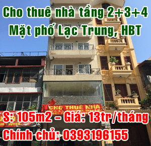 Cho thuê nhà mặt phố 124 Lạc Trung, Quận Hai Bà Trưng, Hà Nội