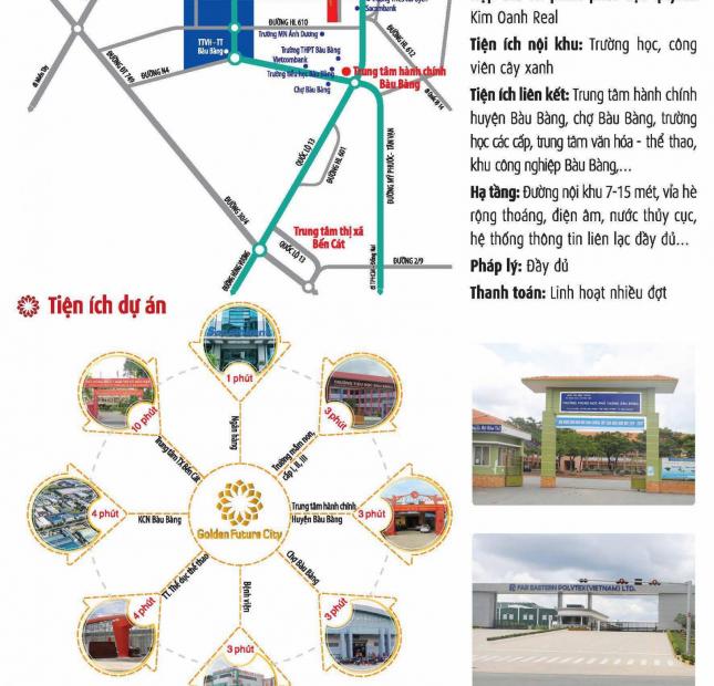 Bán đất ngay TTHC Bàu Bàng cách KCN Bàu Bàng 1 km chỉ 610tr/nền TC 100%, XD tự do. LH 0909424.058
