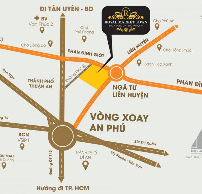 Chỉ 25tr/m2 Đất Nền Kèm Sổ Đỏ Khu Đô Thị Mới Thuận An Bình Dương Royal Market Town
