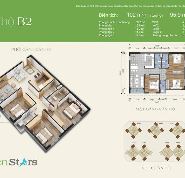 Căn hộ số 12 tòa B4, tầng trung chung cư Green Stars giá cực hợp lý