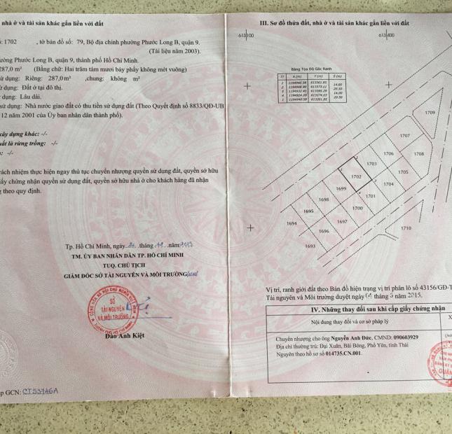 Gia đình  tôi cần bán gấp lô đất đẹp KDC Phú Nhuận, P. Phước Long B, Quận 9.