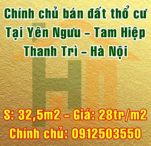 Bán đất tại Yên Ngưu Thanh Trì, Hà Nội. Sổ đỏ chính chủ.