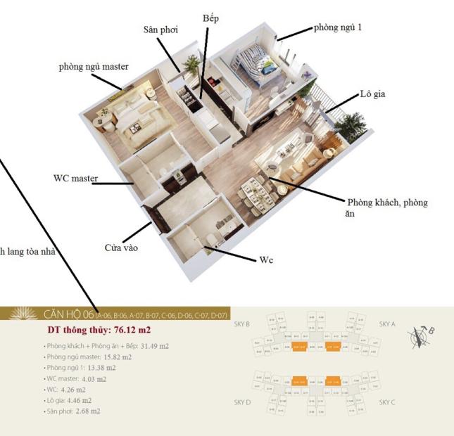Cần bán căn hộ 2PN tại chung cư cao cấp Imperia Sky Garden 423 Minh Khai