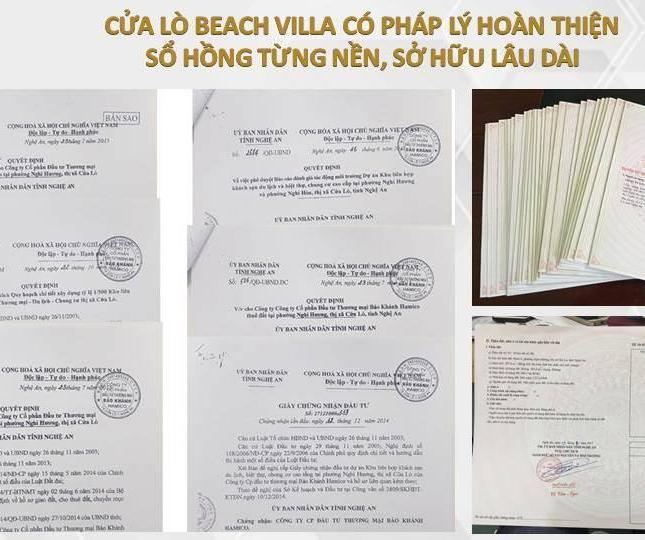 Chính chủ cần bán lô góc 02 mặt tiền dự án Cửa lò Beach Villa - Vinh - Nghệ An, giá đầu tư
