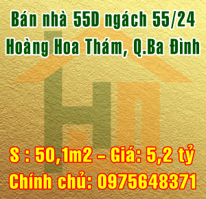 Bán nhà số 55D ngách 55/24 Hoàng Hoa Thám, Quận Ba Đình