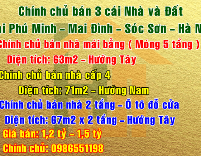 Chính chủ bán nhà đất tại Phú Minh, Mai Đình, Sóc Sơn, Hà Nội