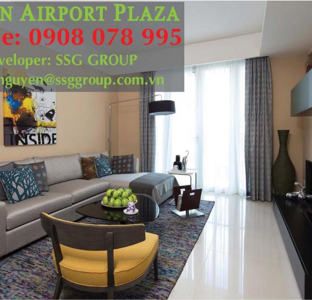 Cho thuê căn hộ Saigon Airport Plaza, đường Bạch Đằng, Q Tân Bình, DT: 95m2, 2PN, chỉ 17-19tr/tháng