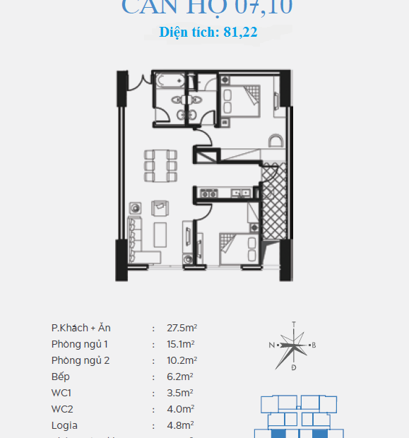 Bán căn hộ 74m2 2PN ngay cạnh cầu Định Công