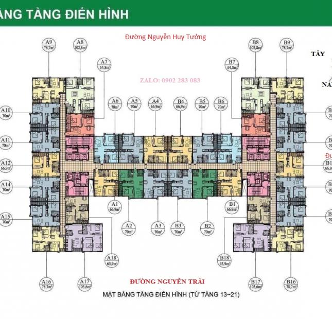 Chính chủ cần bán nhanh căn 67m tòa 282 Nguyễn Huy Tưởng, tầng đẹp giá 23.5 triệu - K qua sàn.