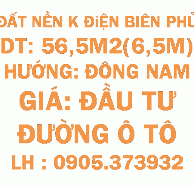 Bán Đất Nền Điện Biên Phủ, tp Huế(56,5m2)-LH 0905.373932