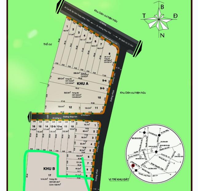 Bán 1616m2 đất ở KDC Hoàng Phan Thái giá 11 tỷ đường 7.5m