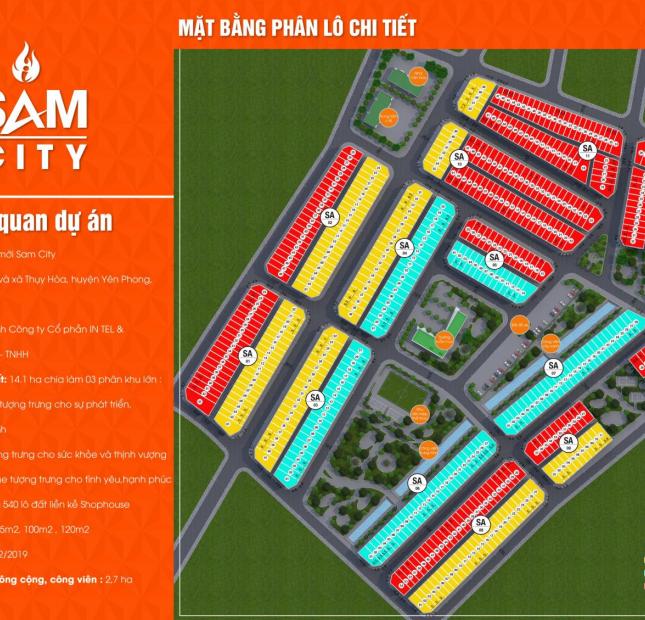 Ra mắt dự án Sam City vị trí ngay cạnh KCN Samsung Yên Phong, Bắc Ninh, giá từ 11tr/m2 đã có sổ đỏ.