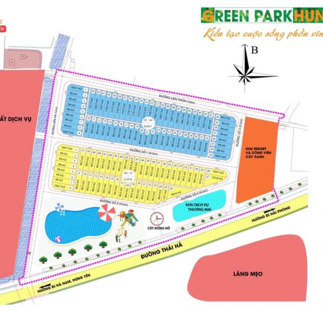 Ra mắt siêu dự án đất nền đầu tư có sổ hot nhất Thái Bình, giá chỉ từ 8-13tr/m2 Green Park Hưng Hà