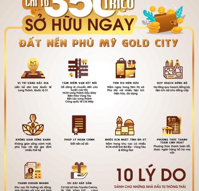Bán gấp 1 lô đẹp nhất, chính chủ, dự án Phú Mỹ gold city
