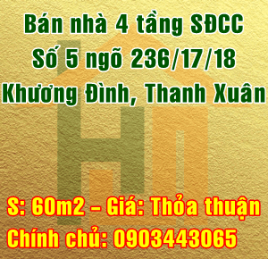 Bán nhà Quận Thanh Xuân, Số 5 ngõ 236/17/18 đường Khương Đình