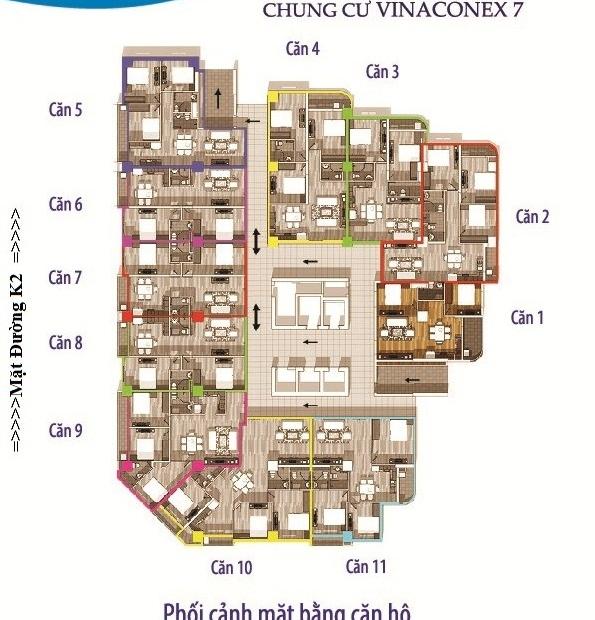 Bán căn hộ 86.5m2 Vinaconex 7, đường K2, 2PN, 2WC, nhà mới, full đồ, giá 2 tỷ. LH: 0964189724