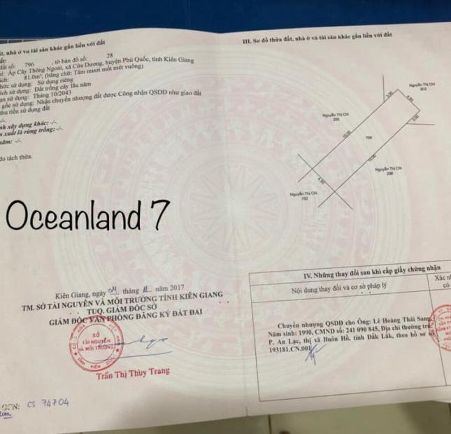 Chính chủ bán nền oceanland 7 Phú Quốc giá đầu tư  ( 2020 )