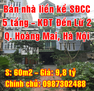 Chính chủ cần bán nhà liền kề khu đô thị Đền Lừ 2, Quận Hoàng Mai, Hà Nội