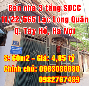 Bán nhà số 11/22/565 Lạc Long Quân, Phường Xuân La, Quận Tây Hồ, Hà Nội