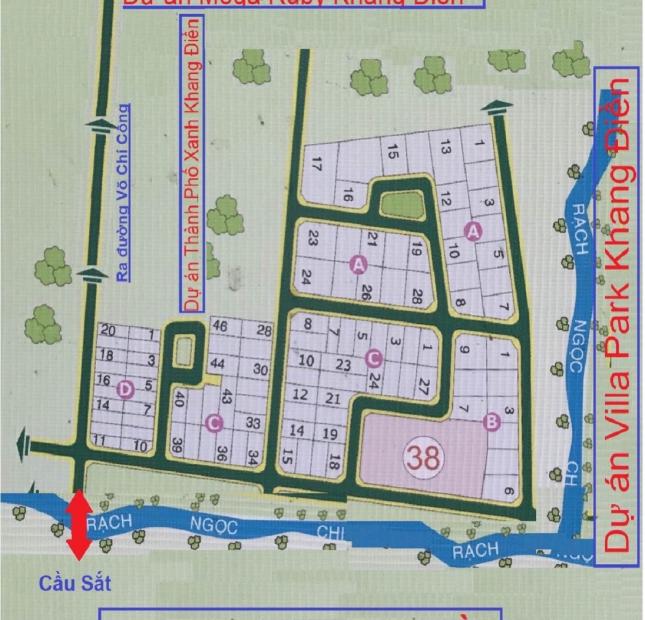 Bán đất Quận 9(TP Thủ Đức), dự án khu Dòng Sông Xanh, giá rẻ 35 tr/m, sổ đỏ chính chủ bán