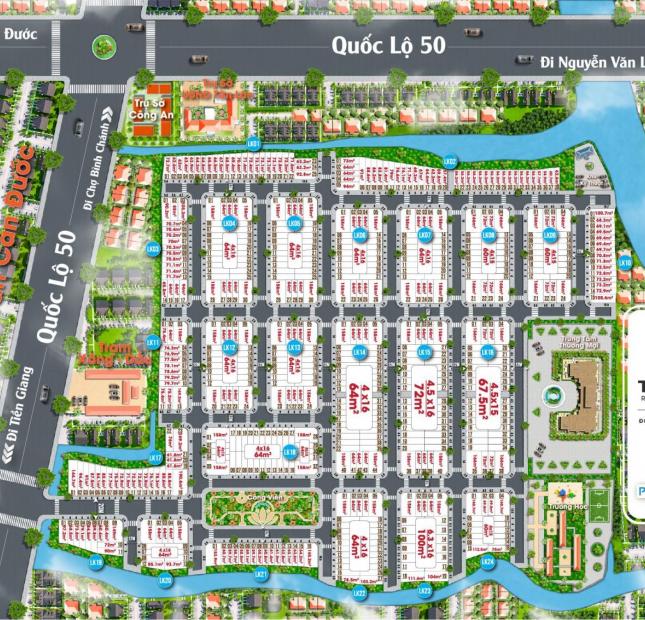 Khu dân cư Tân Lân Residence, nằm ở MT QL 50 - TT hành chính huyện, SHR, 550tr/nền LH: 0909871614