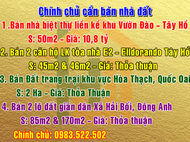 Chính chủ cần bán đất trang trại khu vực Xã Hoà Thạch, Quốc Oai, Hà Nội.