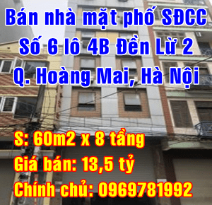 Chính chủ cần bán gấp nhà mặt phố khu Đền Lừ 2, Quận Hoàng Mai, Hà Nội
