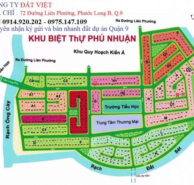 Bán lô biệt thự giá tốt dự án Phú Nhuận Quận 9 (TP Thủ Đức), Lô B, hướng đông nam, giá 59 tr/m2