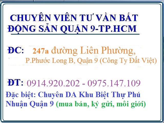 Bán đất biệt thự dự án Phú Nhuận Quận 9, Lô Q1, hướng đông nam, sổ đỏ chính chủ