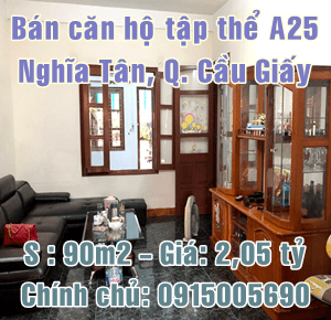 Bán căn hộ tập thể A25 Nghĩa Tân, Quận Cầu Giấy, Hà Nội