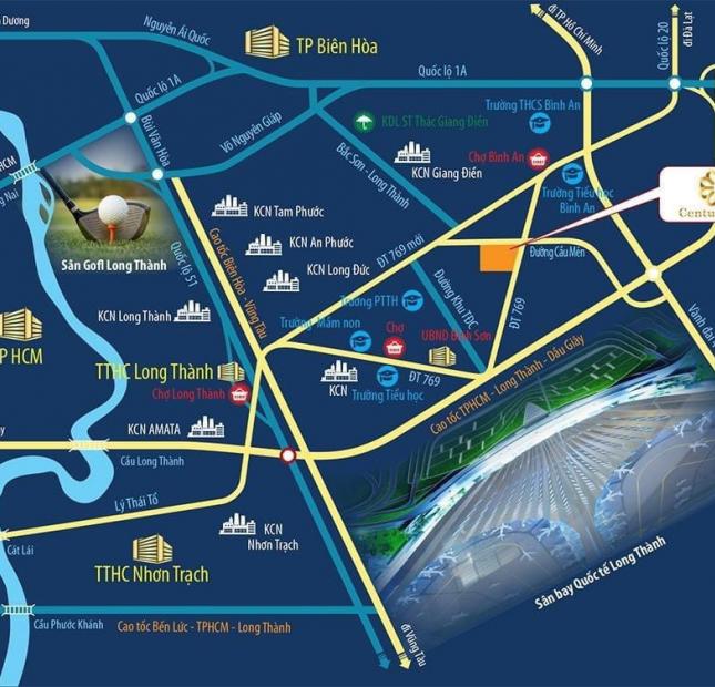 Nhận Đặt Chỗ Dự án Century City, Long Thành,  Đồng Nai diện tích 100m2  giá 18 Triệu/VAT hổ trợ vay 70%