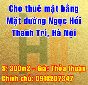 Cho thuê mặt bằng mặt đường Ngọc Hồi, Quốc lộ 1A, Thanh Trì, Hà Nội