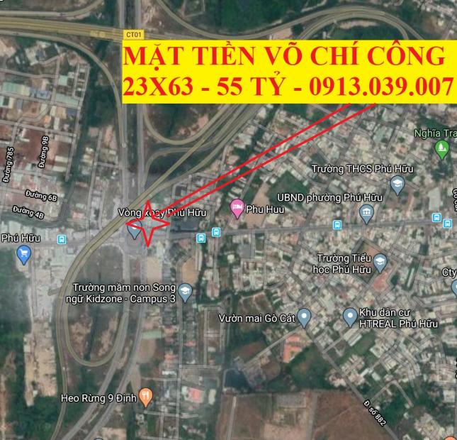 Chính chủ mặt tiền Võ Chí Công ngay vòng xoay Phú Hữu 23x63 1400m2 - 55 TỶ