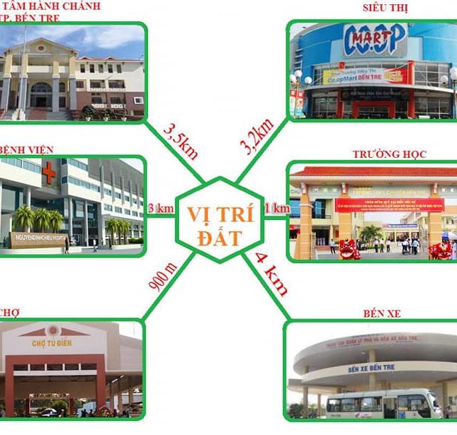 Đất mặt tiền thành phố Bến Tre thổ cư giá rẻ khu cán bộ an ninh và yên tỉnh