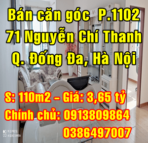 Bán căn góc tầng 11 chung cư 71 Nguyễn Chí Thanh, Quận Đống Đa, Hà Nội