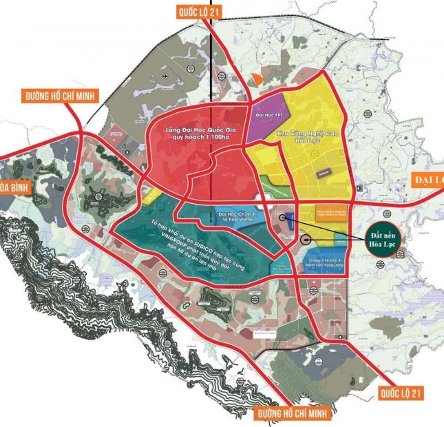 Đất vị trí hoa hậu đường 36m lõi đô thị Hòa Lạc & Quốc Lộ 21A giá chỉ 17.5 triệu/m2