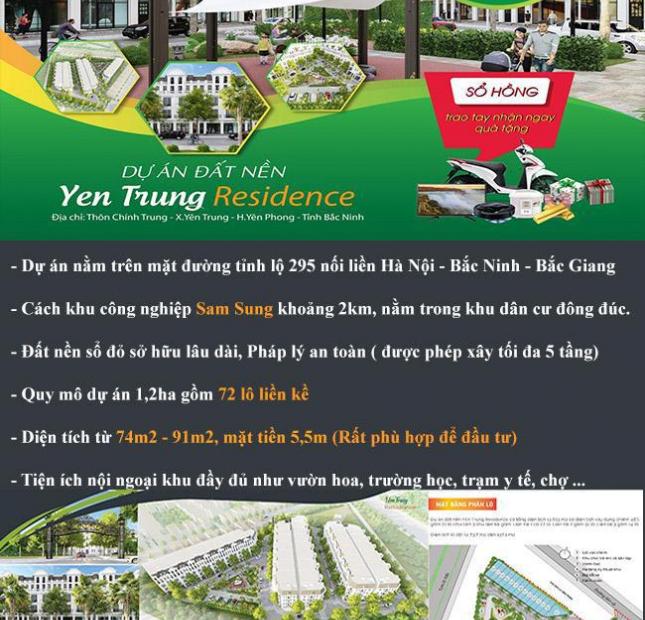 bán đất nền Yên trung _ Yên Phong _ các sam sung 2km và mặt TL 295