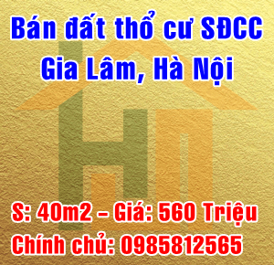 Chính chủ cần bán đất thổ cư tại Phù Đổng, Gia Lâm, Hà Nội