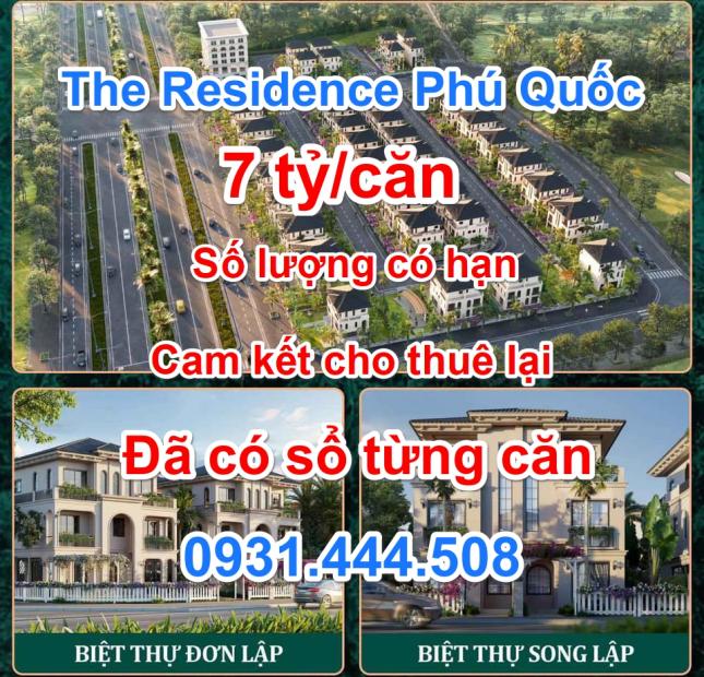 Bán dự án The Residence Phú Quốc cao cấp 4* tại trung tâm Bãi Trường, chỉ với 7 tỷ/căn cam kết cho
