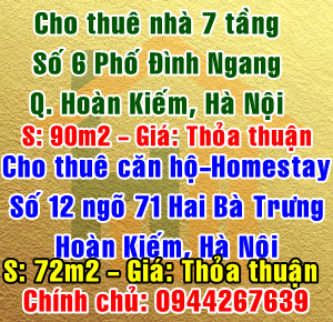 Cho thuê nhà mặt phố số 6 Đình Ngang, Quận Hoàn Kiếm, Hà Nội