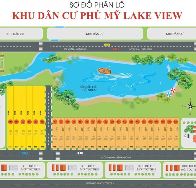 Đất nền KDC Phú Mỹ Lake View - Bà Rịa - Vũng Tàu . 850 Triệu/nền sổ liền tay .