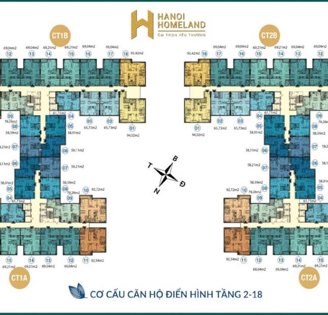 Chị An cần tiền bán gấp căn hộ 69.04m2 tại chung cư Hà Nội Homland giá 1 tỷ 890/ căn: 0981129026