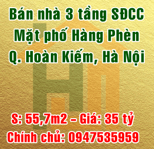 Bán nhà mặt phố Hàng Phèn, Phường Hàng Bồ, Quận Hoàn Kiếm, Hà Nội