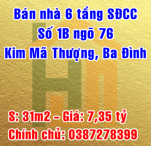 Chính chủ bán nhà số 1B ngõ 76 Kim Mã Thượng, Quận Ba Đình, Hà Nội