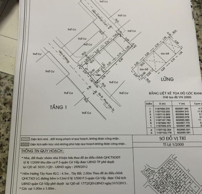  Bán nhà 497/22/8 Phan Văn Trị, P.5, Gò Vấp: 4,2 x 12, giá: 5,2 tỷ.