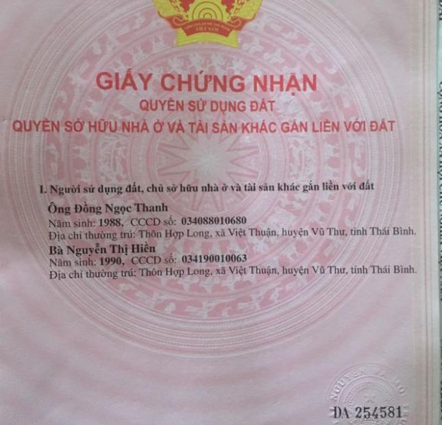 Chính chủ cần bán đất tại: Thôn Ngô Xá, xã Nguyên Xá, huyện Vũ Thư, tỉnh Thái Bình.