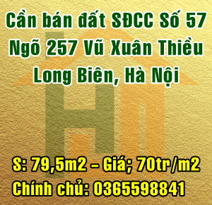 Cần bán mảnh đất số 57 ngõ 257 Vũ Xuân Thiều, Sài Đồng, Long Biên, Hà Nội