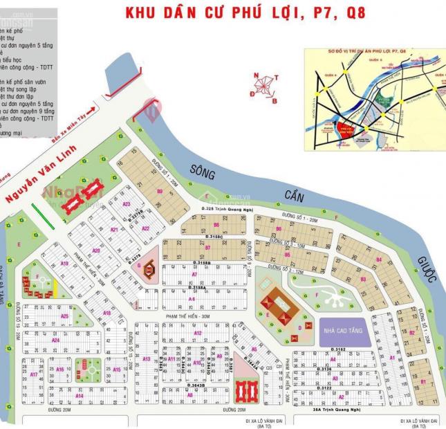 Cần bán nền KDC Phú Lợi - Hai Thành, P7, Q8. giá 3ty2 (bao VAT), sổ đỏ riêng