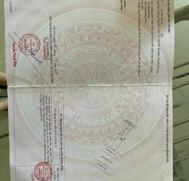 Bán nền KHU 13 đường số 28, khu dân cư Hồng Phát cách đại học Nam Cần Thơ 500m và chợ Mỹ Khánh 600m, TPCT -